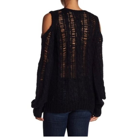 PAM AND GELA Cold Shoulder Cable Sweater - Picture 2 of 6